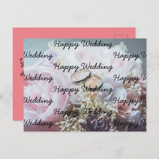 Gelukkige bruiloft briefkaart (Voorkant / Achterkant)