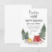 Gelukkige camper eerste verjaardag uitnodiging (Voorkant / Achterkant)