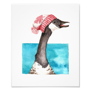Gelukkige Canada Goose in een Toque Foto Afdruk