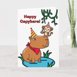 Gelukkige Capybara-verjaardag met apenfeest Kaart