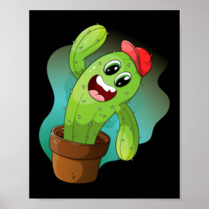 Gelukkige Cartoon Cactus Plant Poster