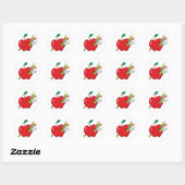 Gelukkige Cartoon worm in Apple Ronde Sticker (Vel)