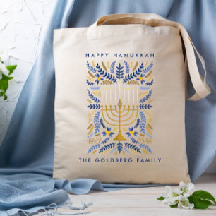 Gelukkige Chanoeka feestelijke Waterverf Menorah F Tote Bag