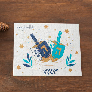 Gelukkige Chanoeka Floral Dreidel Legpuzzel