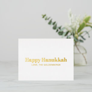 Gelukkige Chanoeka gouden typografie minimalistisc Folie Feestdagen Briefkaart