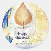 Gelukkige Chanoeka Groet Kaarslicht Ronde Sticker (Voorkant)