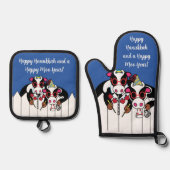 Gelukkige Chanoeka Koeien Ovenwant & Pannenlap Set (Voorkant)