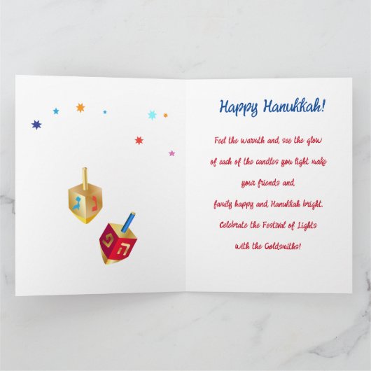 Gelukkige Chanoeka Lichten Joodse Vakantie Goud Kaart (Binnen)