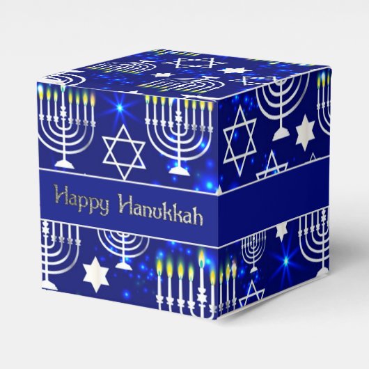 Gelukkige Chanoeka Menorah Cube Bedankdoosjes (Voorkant Zijde)