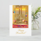 Gelukkige Chanoeka Menorah en dreidels Joodse fees Feestdagenkaart (Staand voorkant)