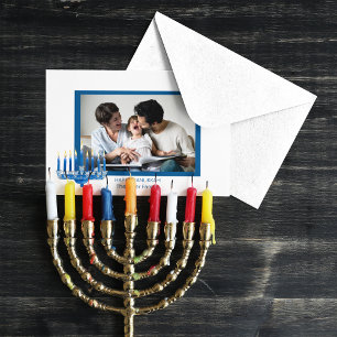Gelukkige Chanoeka Menorah en Foto Feestdagenkaart