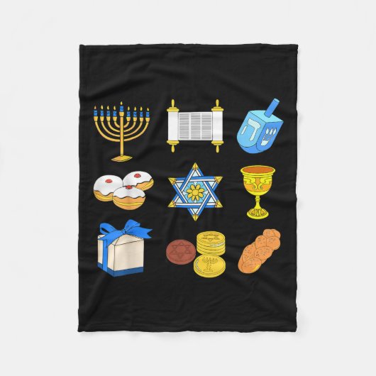 Gelukkige Chanoeka Menorah Joodse Kerstmis Chanoek Fleece Deken (Voorkant)