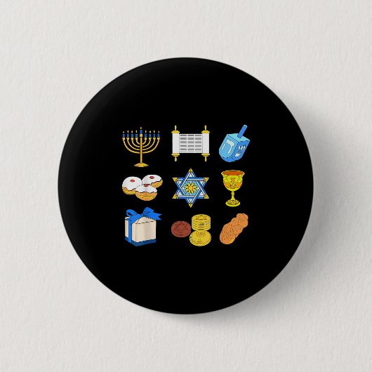 Gelukkige Chanoeka Menorah Joodse Kerstmis Chanoek Ronde Button 5,7 Cm (Voorkant)