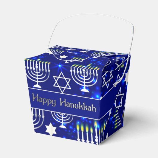 Gelukkige Chanoeka Menorah Take-Out Bedankdoosjes (Voorkant Zijde)