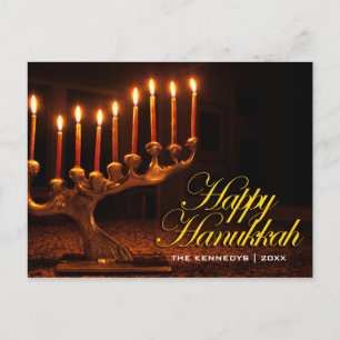 Gelukkige Chanoeka - Verlichte Negen Kaars Menorah Feestdagenkaart