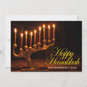 Gelukkige Chanoeka - Verlichte Negen Kaars Menorah Feestdagenkaart
