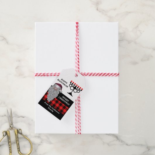 Gelukkige Chanoeka & Vrolijke Kerstmis Cadeaulabel (Met Touw)