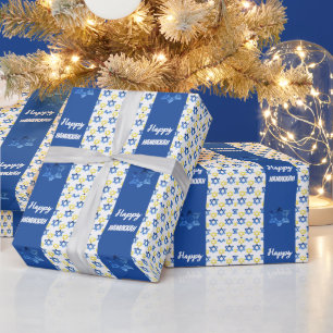 Gelukkige Chanoeka Waterverf David Stars Cadeaupapier