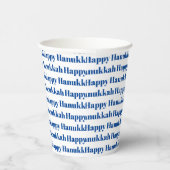 Gelukkige Chanoeka wit blauw moderne typografie Papieren Bekers (Rechts)