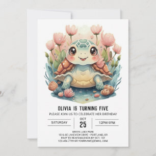 Gelukkige Chique Turtle Meisje Verjaardag Kaart