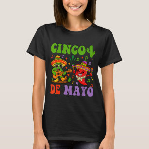 Gelukkige cinco de mayo Mexicaanse cactus en peper T-shirt