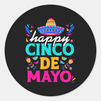 Gelukkige cinco de mayo Mexicaanse hoed margarita Ronde Sticker