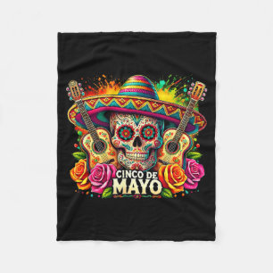 Gelukkige cinco de mayo Mexicaanse hoed schedel gi Fleece Deken