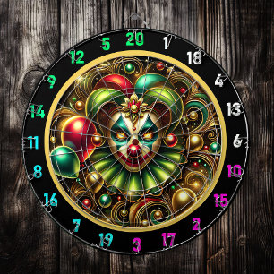 Gelukkige clown met kleurrijke ballonnen dartbord