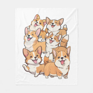 gelukkige Corgi honden Fleece Deken
