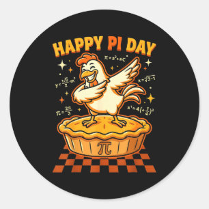 Gelukkige dag kip stoofpot dag taart wiskunde lief ronde sticker