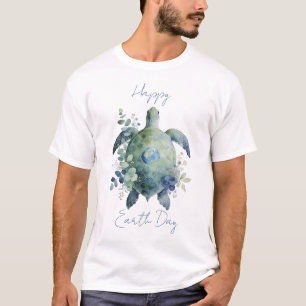 Gelukkige Dag van de Aarde Schildpad Ontwerp T-shirt