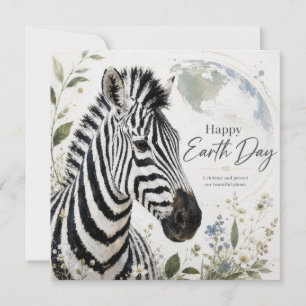 Gelukkige Dag van de Aarde Zebra Wilde Dieren Kaart