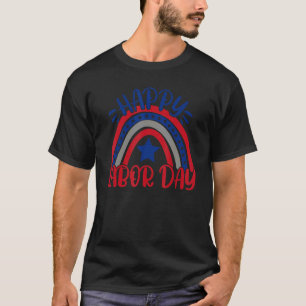 Gelukkige Dag van de Arbeid Amerika Vlag Regenboog T-shirt