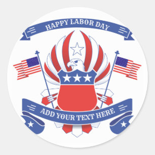 Gelukkige Dag van de Arbeid Patriottische Adelaar Ronde Sticker