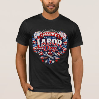 Gelukkige Dag van de Arbeid Patriottische Amerikaa T-shirt