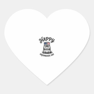 Gelukkige Dag van de Bosmarmot Vintage Gravure Shi Hart Sticker