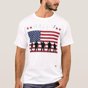 Gelukkige Dag van de Veteranen Vlag Silhouet Vecto T-shirt