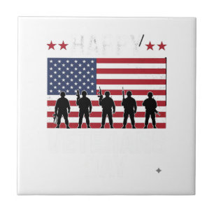 Gelukkige Dag van de Veteranen Vlag Silhouet Vecto Tegeltje