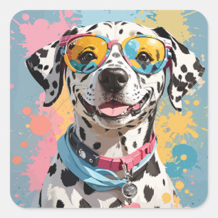 gelukkige Dalmatische hond gezicht illustratie Vierkante Sticker