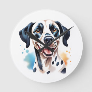 Gelukkige Dalmatische Hond Pet Ronde Klok