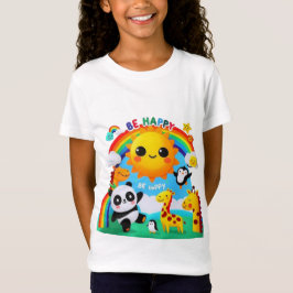 Gelukkige dieren onder de regenboog t-shirt