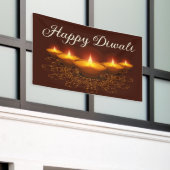 Gelukkige Diwali met Rangoli en Diya Spandoek (Buitenkant Gebouw)