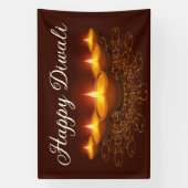 Gelukkige Diwali met Rangoli en Diya Spandoek (Verticaal)
