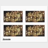 Gelukkige Diwali Zwart en Gouden Kaarslicht Sterre Rechthoekige Sticker (Vel)