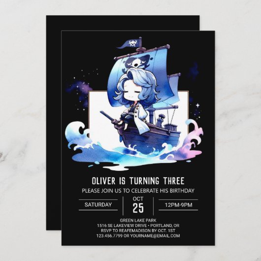 Gelukkige Dromerige Piratenverjaardag Kaart (Voorkant / Achterkant)