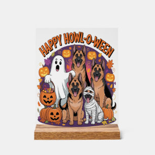 Gelukkige Duitse Herders Halloween Acryl Bord