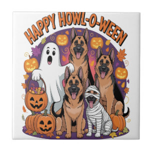 Gelukkige Duitse Herders Halloween Tegeltje