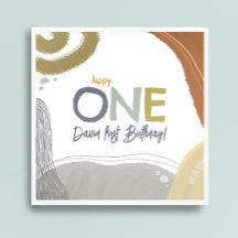 Gelukkige Één Eerste Verjaardagsjongen Papier Serv