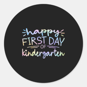 Gelukkige eerste dag kleuterleidster Tie Dye Gi Ronde Sticker