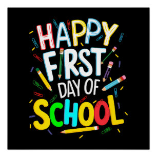 Gelukkige eerste dag terug naar school perfect poster